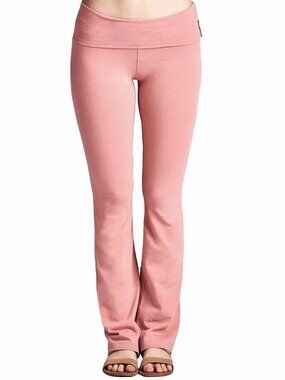 NEW Active Cotton Yoga Pant Fold Over Waist- Dusty Pink- Small
